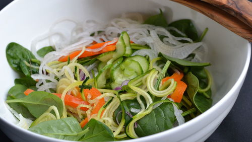 High angle view of salad in bowl