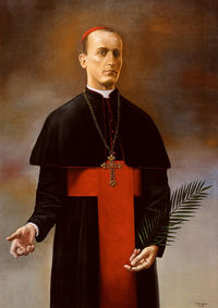 Portrait of man standing on cross