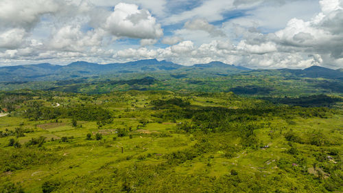 View from the mountains to the sea and the island of cebu. negros, philippines