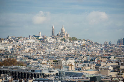 Sacre coeur cathedral on top of montmartre hill, paris. france.