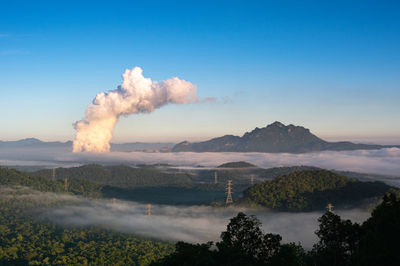 Scenic view of mountains against sky during sunset