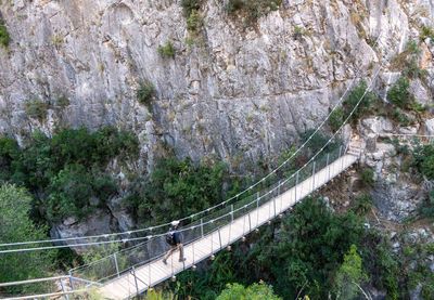 High angle view of bridge over mountain