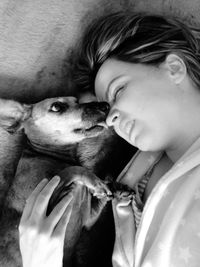 Portrait of woman with dog