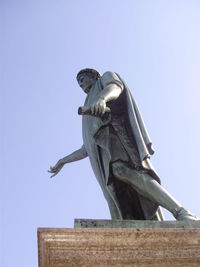 Low angle view of statue against clear sky