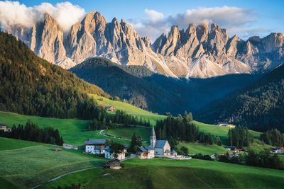 Panoramic view of landscape and mountains against sky