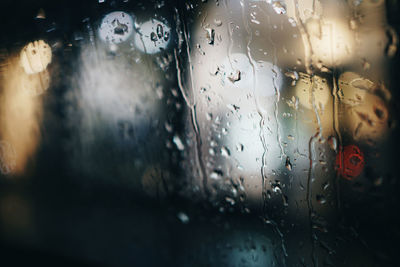 Close-up of water drops on glass