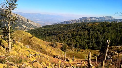 Scenic view of mountains against sky