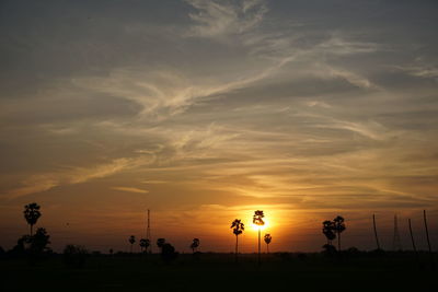 Silhouette trees against sky during sunset