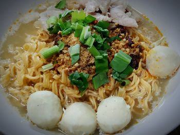 High angle view of breakfast served in plate
