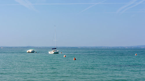 Scenic view of sea against clear sky