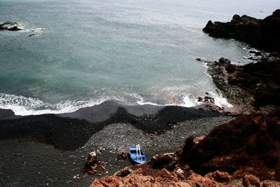 High angle view of beach against sky