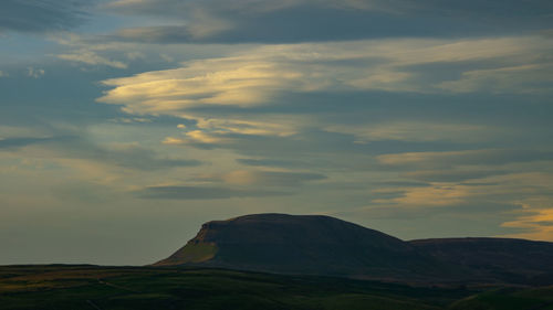 Scenic view of landscape against sky during sunset