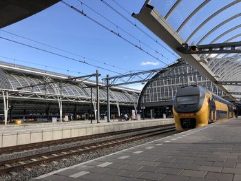 Railroad station platform against sky