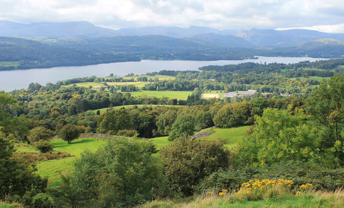 High angle view of mountain range