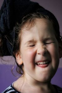 Close-up portrait of smiling boy