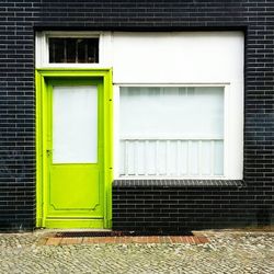 Closed door of building