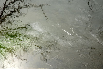 High angle view of frozen lake