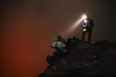 Light painting against sky at night