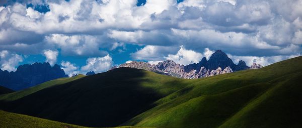 Panoramic view of mountains against sky
