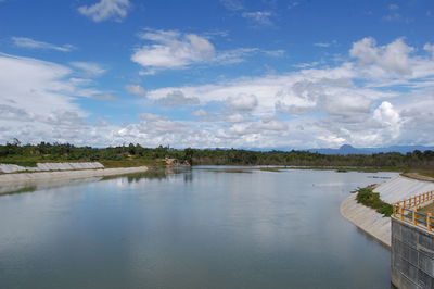 Scenic view of lake against sky