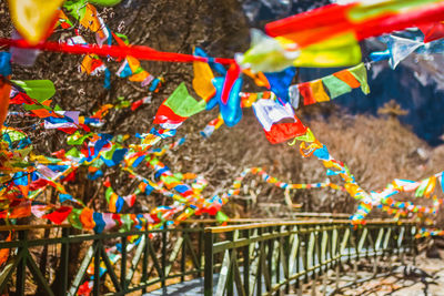 Close-up of decorations hanging