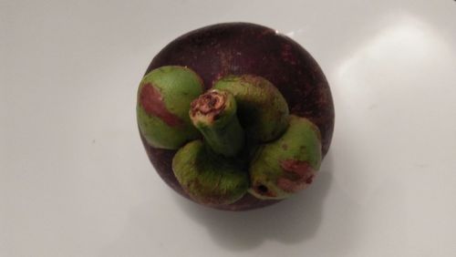 High angle view of fruits in plate