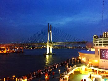 Suspension bridge over river