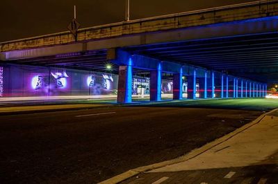 View of illuminated bridge at night