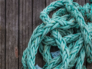 Close-up of rope on wood