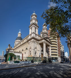 View of historic building against clear blue sky