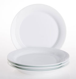 High angle view of empty plate against white background