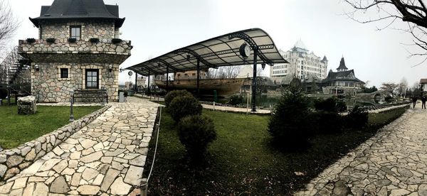 Panoramic view of old building against sky