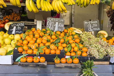 Various fruits for sale at market stall