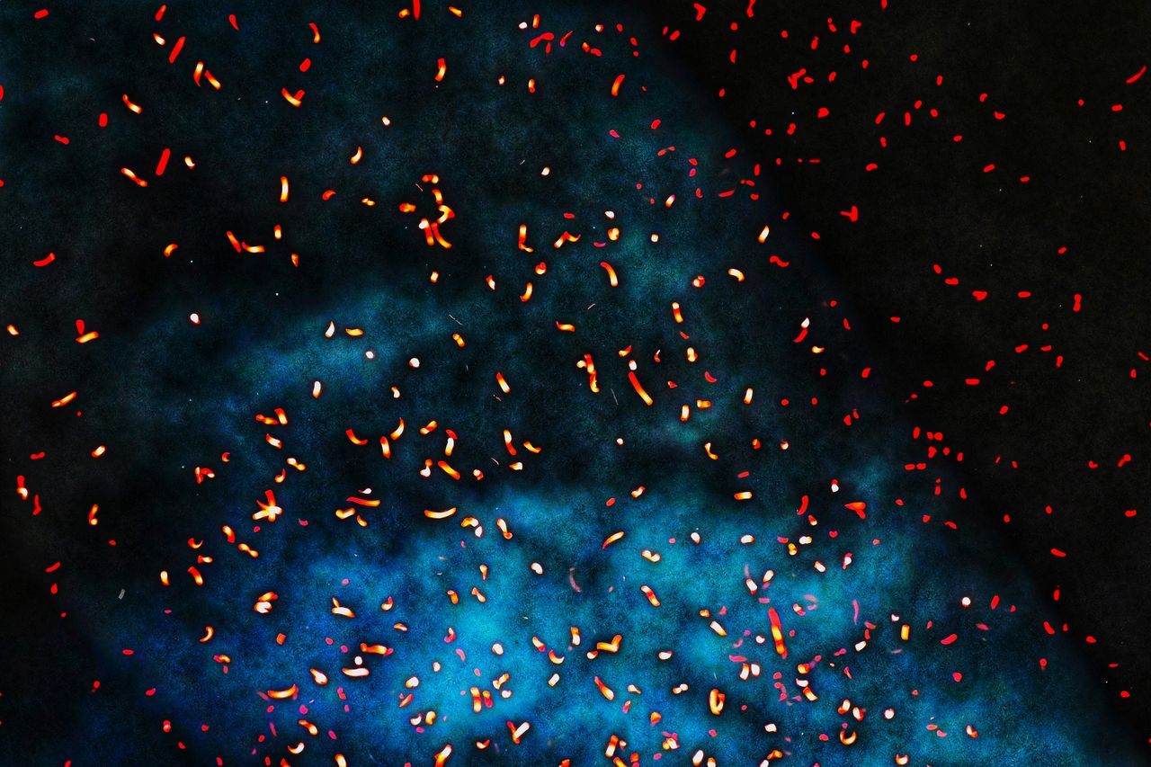 fireworks, celebration, no people, motion, font, backgrounds, blue, red, confetti, sky, event, abstract, universe, outer space, indoors