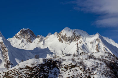 View of snow covered mountain range