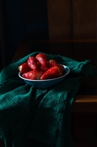 Close-up of strawberries in bowl