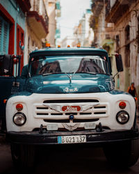 Vintage car on street in city