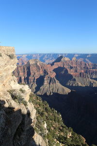 Panoramic view of landscape against clear blue sky