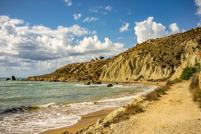 Scenic view of beach against sky