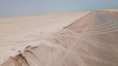 Scenic view of desert against clear sky