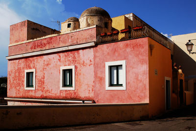 Low angle view of old building against sky