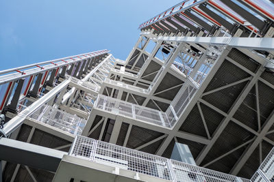 Low angle view of modern building against clear sky