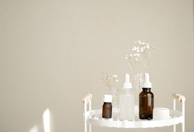 Close-up of bottles on table