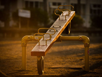 Close-up of seesaw