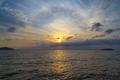 Scenic view of sea against sky during sunset