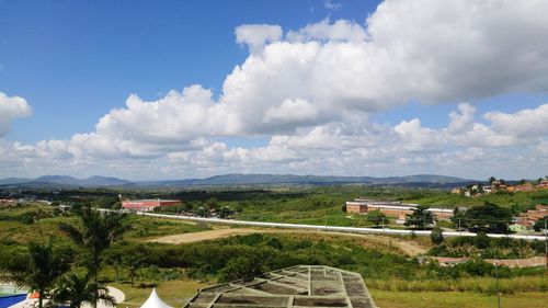 View of landscape against cloudy sky