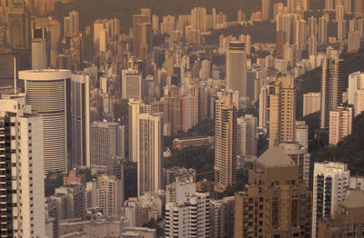 Aerial view of modern buildings in city