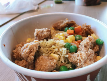 Close-up of food in bowl on table