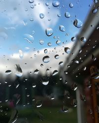 Full frame shot of wet glass window