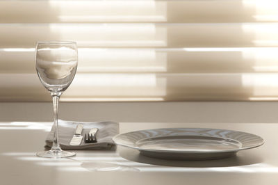 Close-up of place setting on table